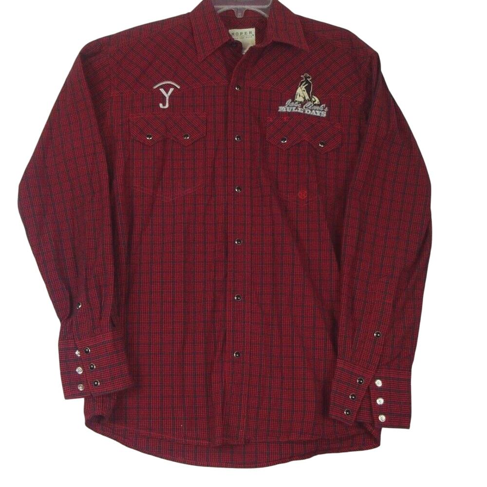 Ropers Western Shirt Mens‎ Small Pearl Snaps Jake Clark's Mule Days Long Sleeve